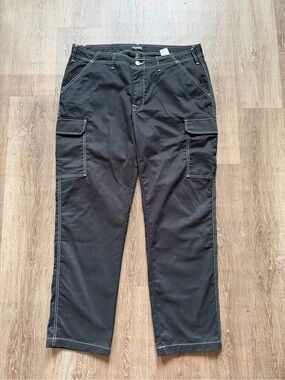True Religion Black Cargo Pants with Contrast Stitching